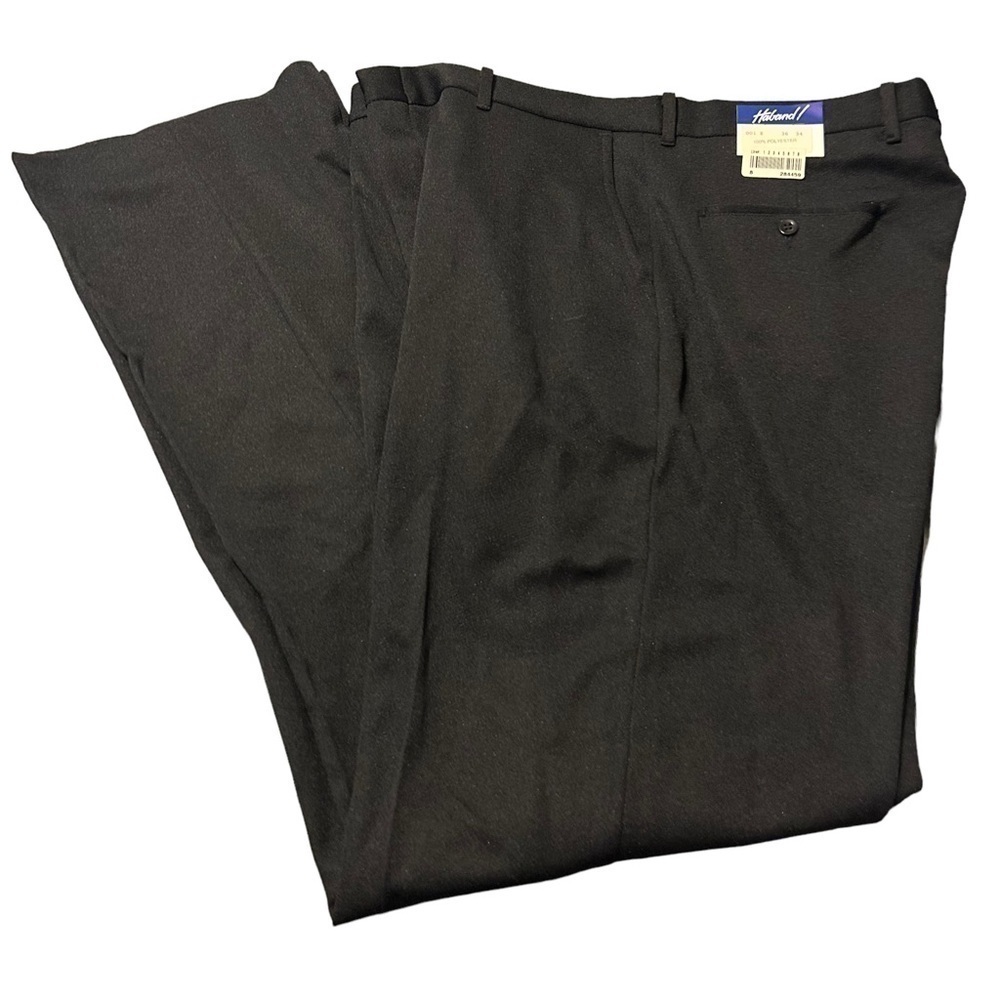 Men’s Retro 100% Polyester Black Haband Dress Pants Size W36 x L34 NWT